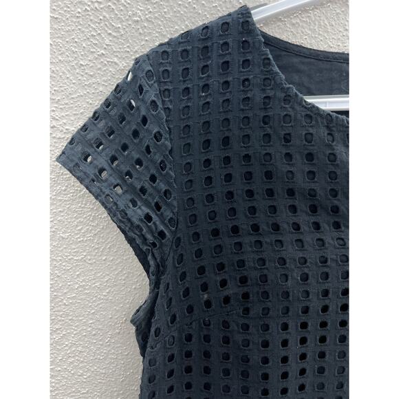 Womens Merona Black Cap Sleeve Crochet Square Detail Size XS - Picture 3 of 10